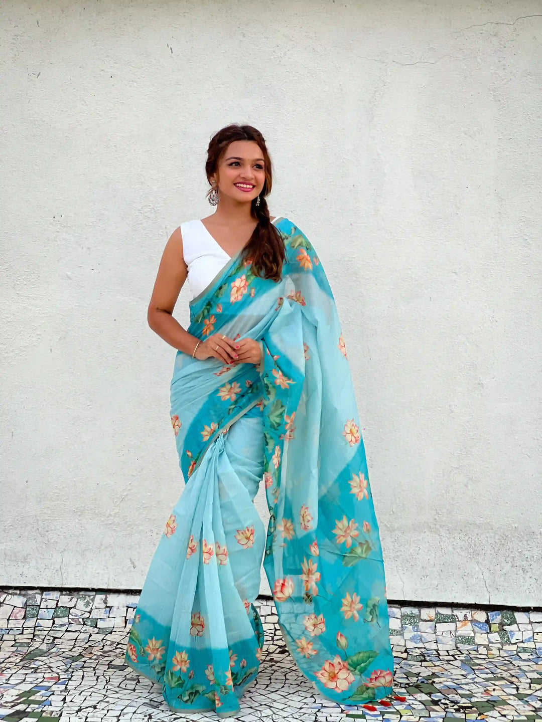 Luxurious Chanderi-Cotton Saree | Designer Digital Prints for Weddings