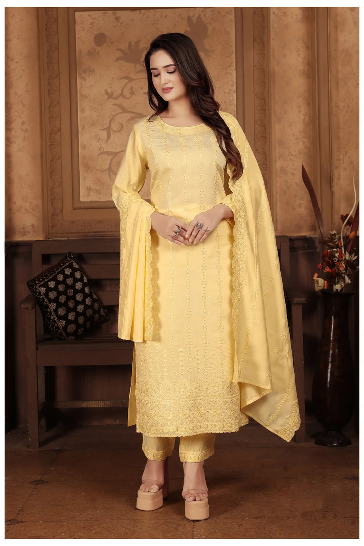 Peri Chanderi Salwar Kameez | Elegant Embroidered Festive Wear