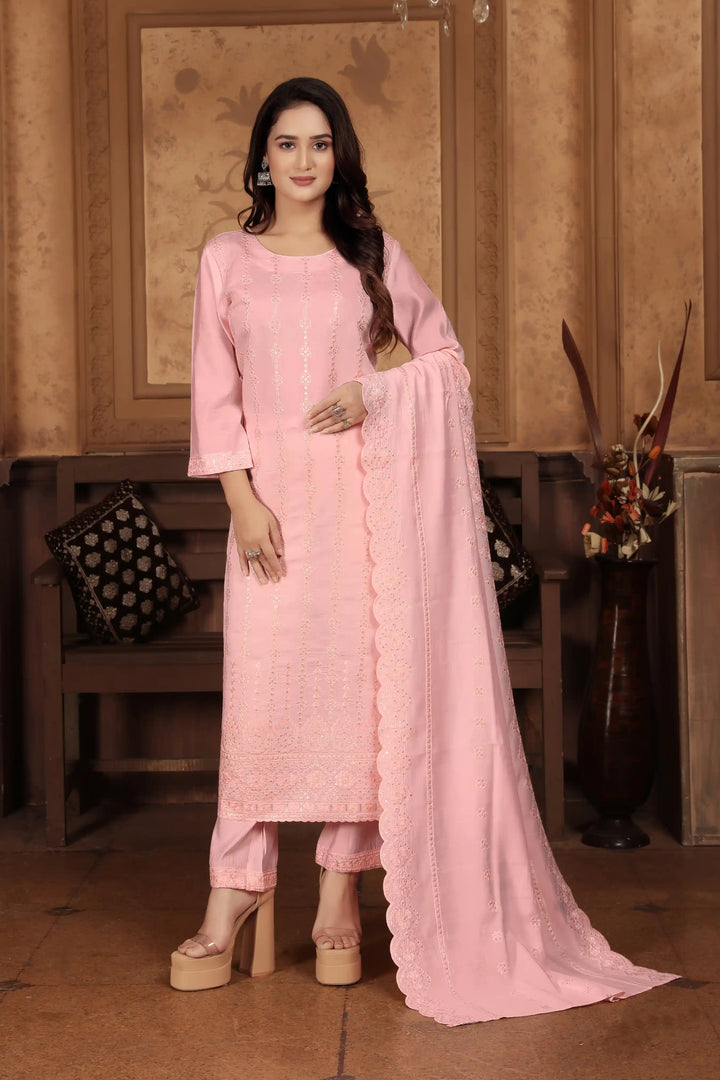 Peri Chanderi Salwar Kameez | Elegant Embroidered Festive Wear
