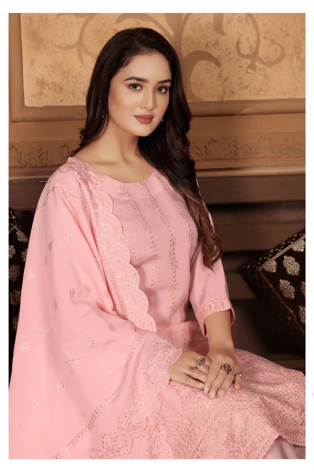 Peri Chanderi Salwar Kameez | Elegant Embroidered Festive Wear