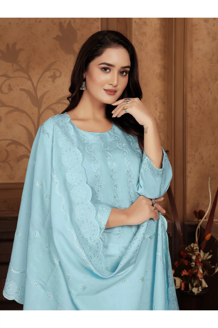 Peri Chanderi Salwar Kameez | Elegant Embroidered Festive Wear