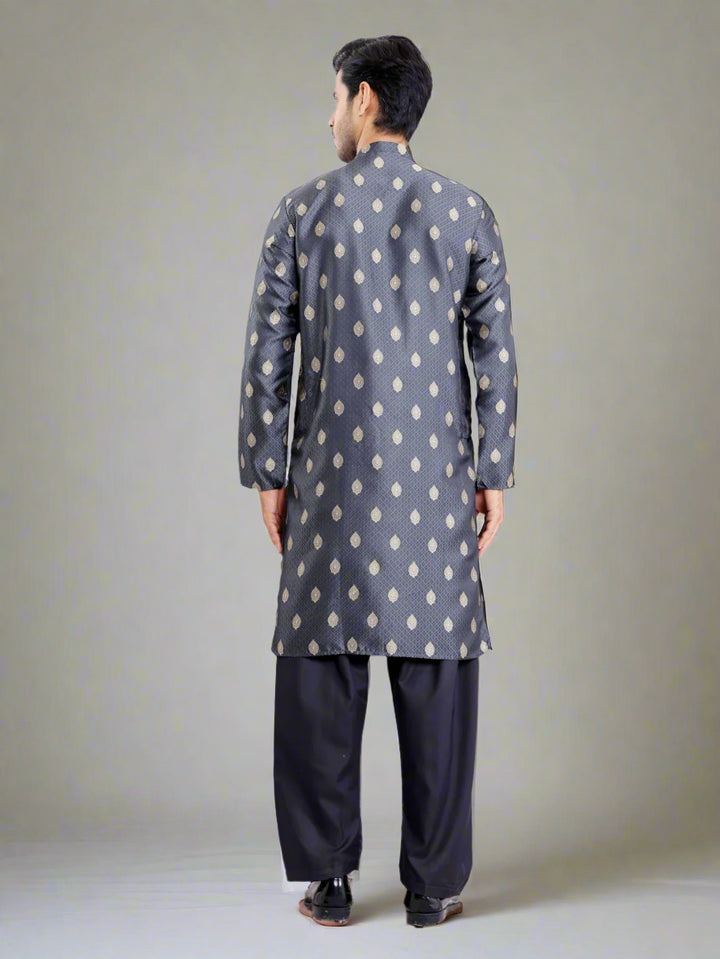 Stylish Navy Blue Kurta | Viscose with Wevon Jacquard Designer Embroidery