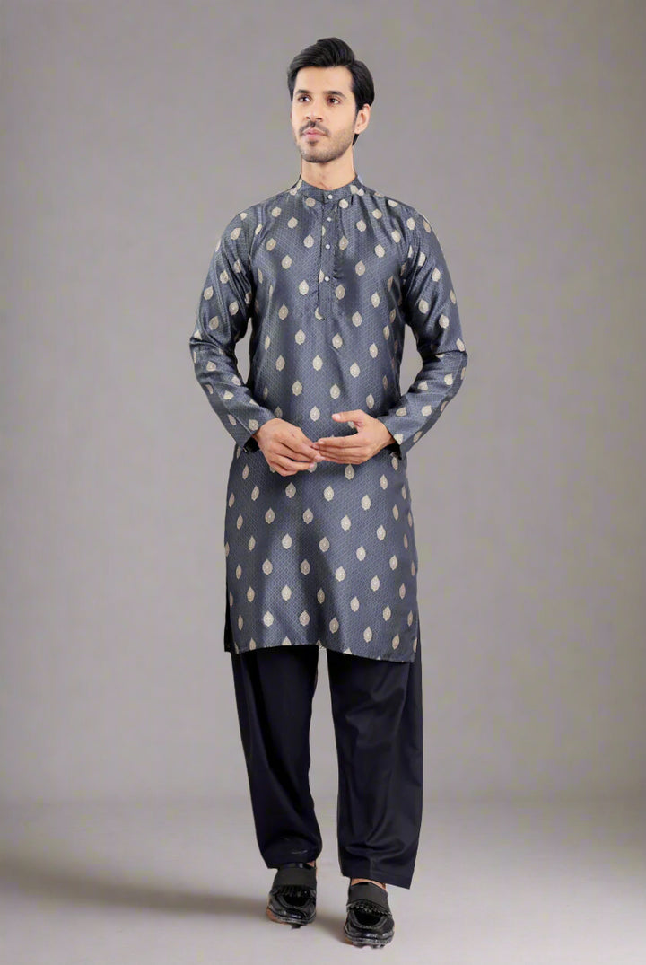 Stylish Navy Blue Kurta | Viscose with Wevon Jacquard Designer Embroidery
