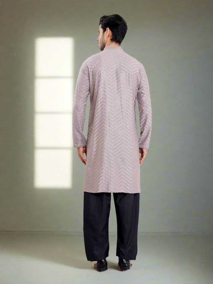 Elegant Grey Festive Kurta | Viscose Fabric with Chikankari Embroidery