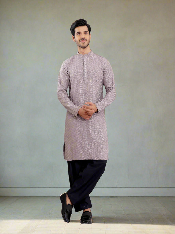 Elegant Grey Festive Kurta | Viscose Fabric with Chikankari Embroidery