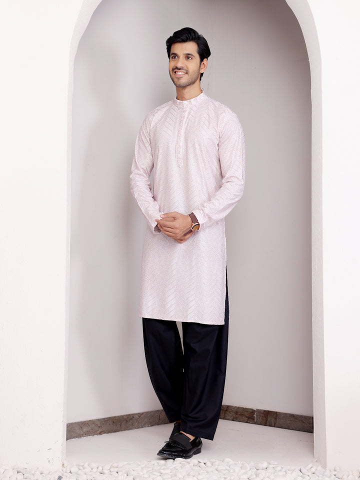 Light Pink Georgette Kurta | Chikankari Embroidery for Festive Wear
