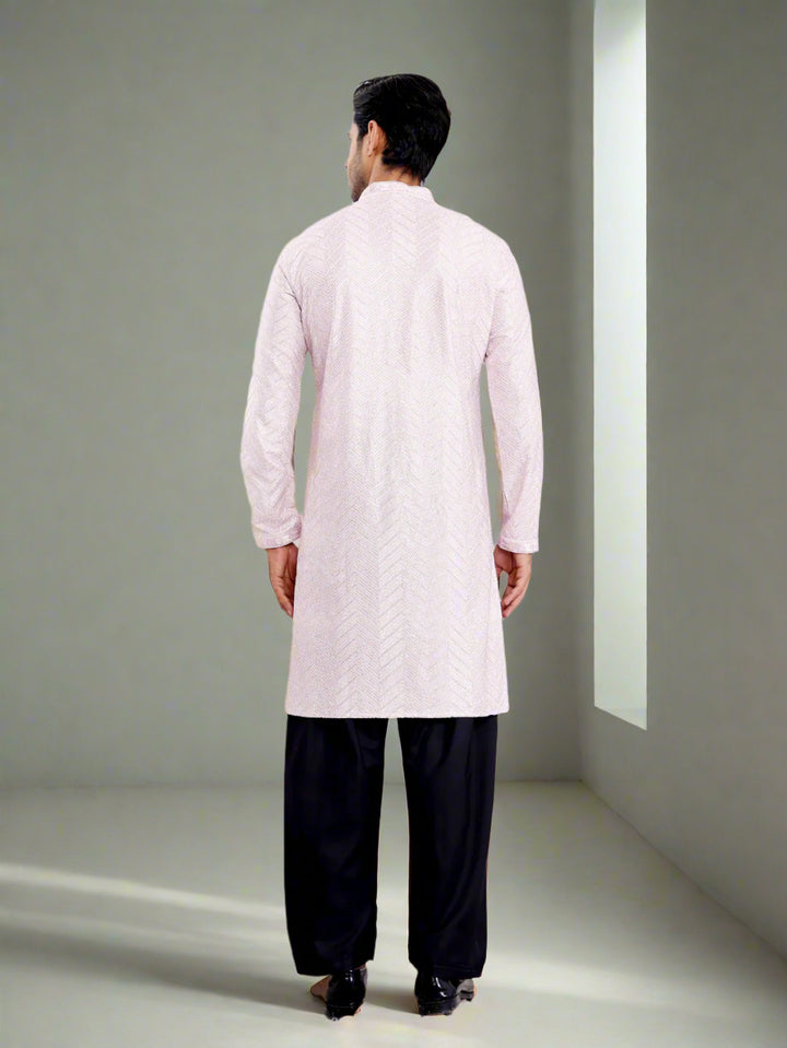 Light Pink Georgette Kurta | Chikankari Embroidery for Festive Wear