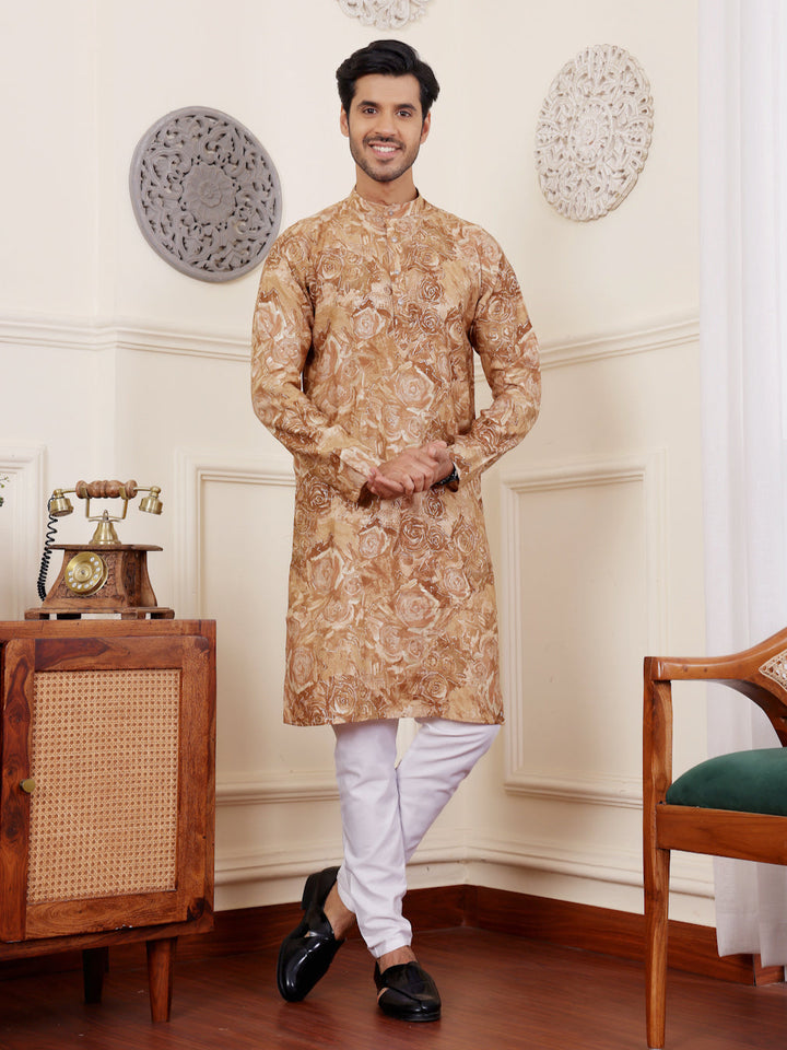 Modal Silk Light Brown Kurta Pajama | Perfect Traditional Wear for Men