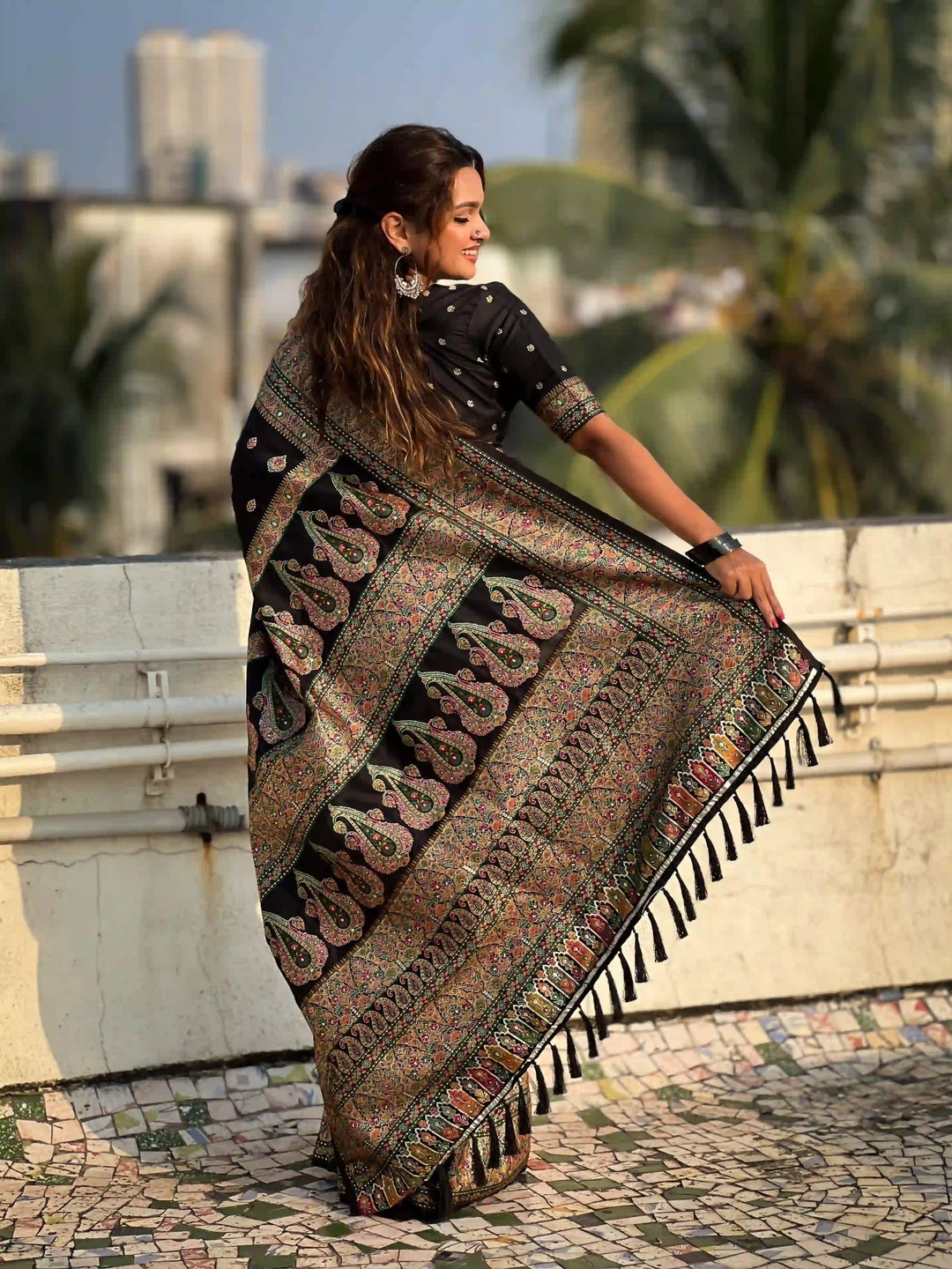 Pashmina-Silk Saree | Wevon Kashmiri Meenakari Designer for Special Events