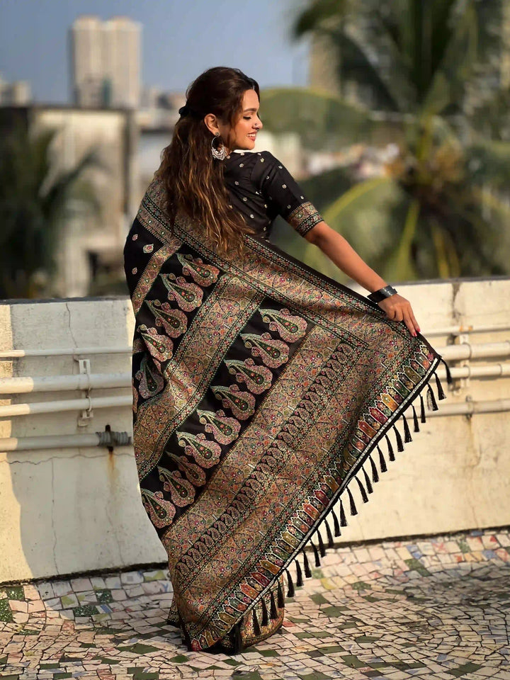 Pashmina-Silk Saree | Wevon Kashmiri Meenakari Designer for Special Events