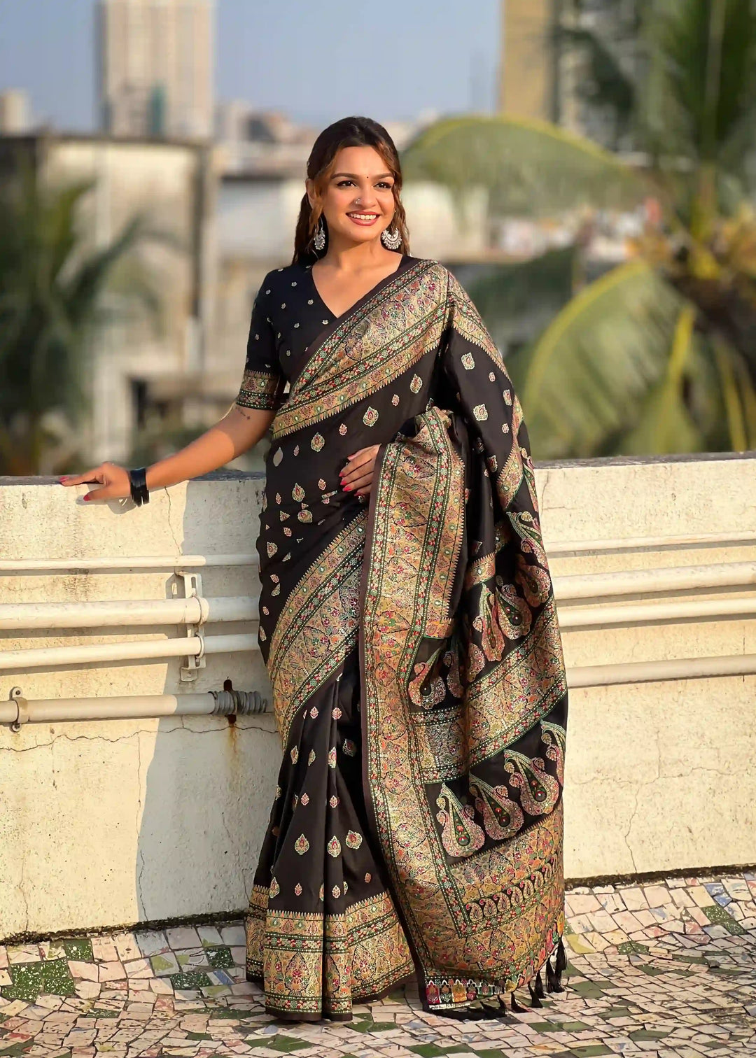 Pashmina-Silk Saree | Wevon Kashmiri Meenakari Designer for Special Events