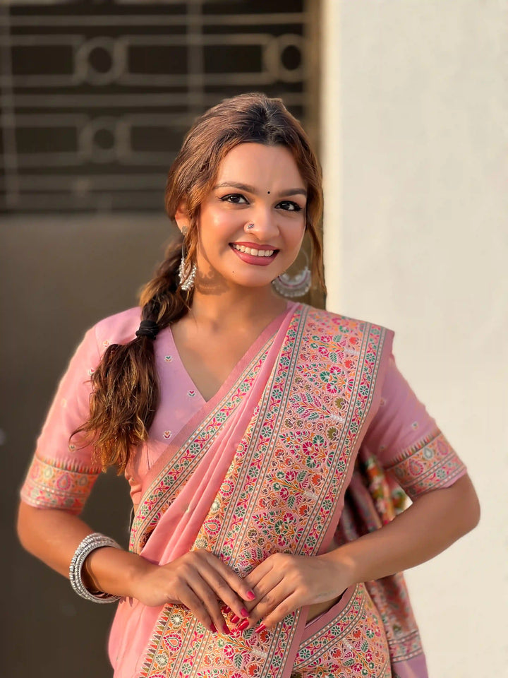 Pashmina-Silk Saree | Wevon Kashmiri Meenakari Designer for Special Events