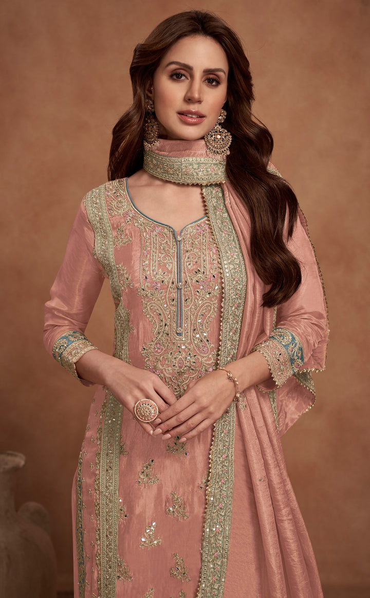 Vichitra Silk Salwar Kameez | Graceful Intricate Embroidery Festive Wear
