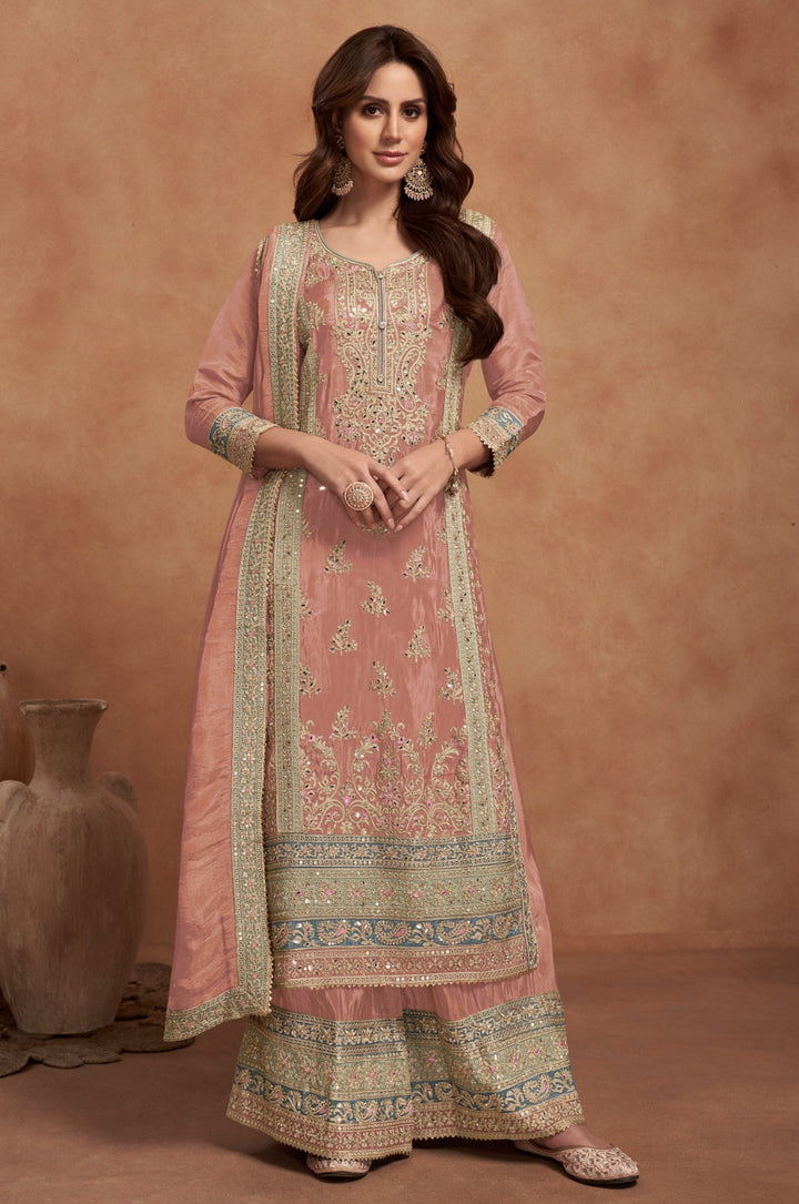 Vichitra Silk Salwar Kameez | Graceful Intricate Embroidery Festive Wear