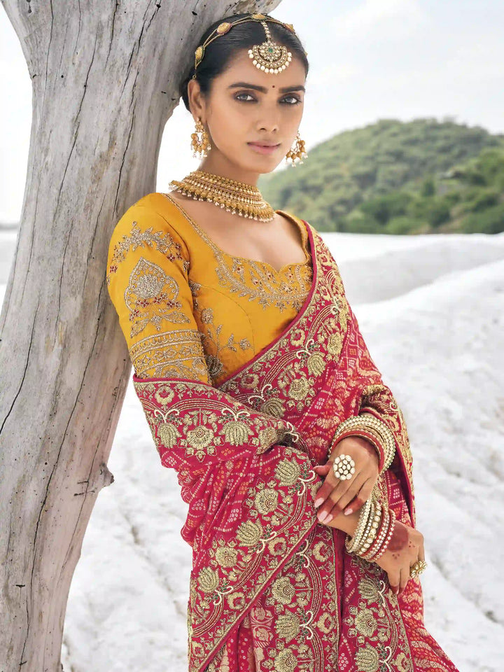 Elegant Bandhani Georgette Saree with Embroidery & Designer Work | Special Event Use