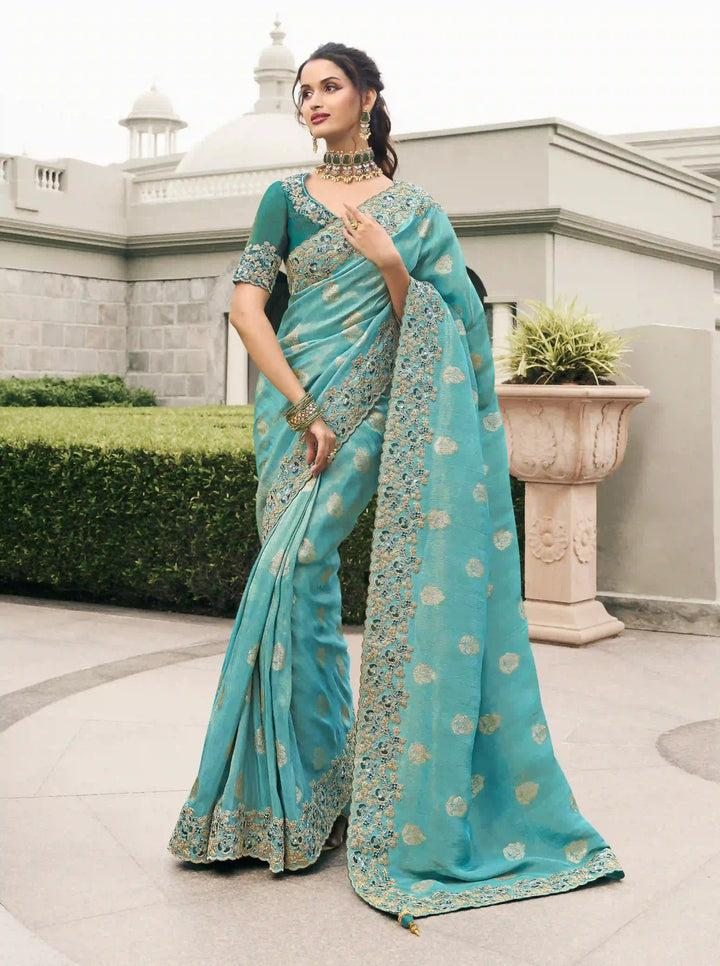 Designer Viscose Tissue Saree | Beautified with Wevon Jacquard Designer Embroidery Work