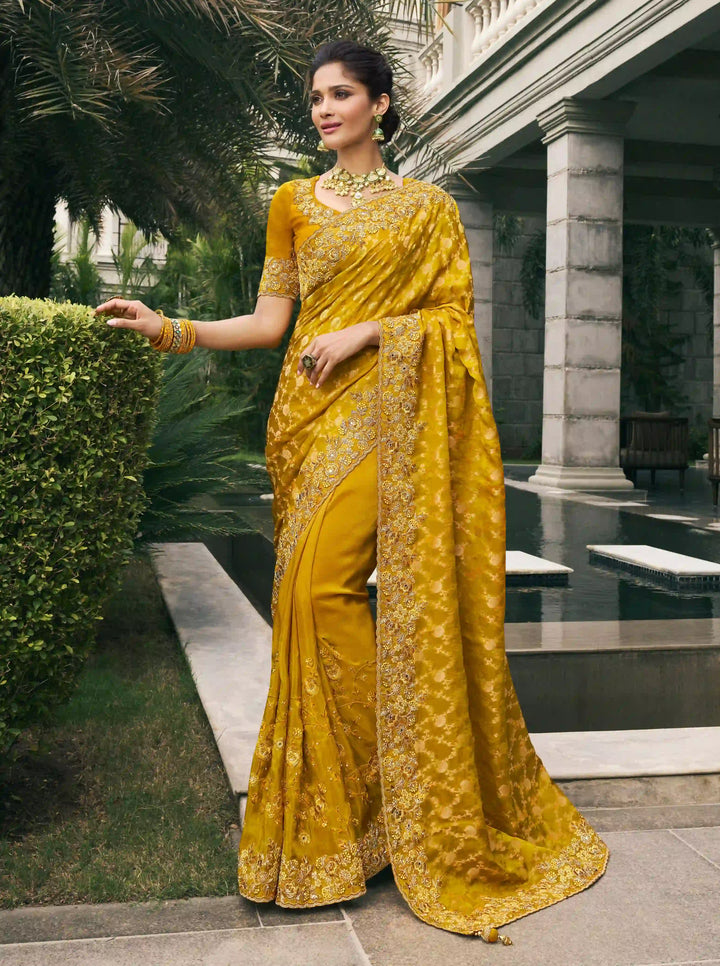Luxurious Viscose Tissue Saree | Designer Embroidery & Jacquard Work