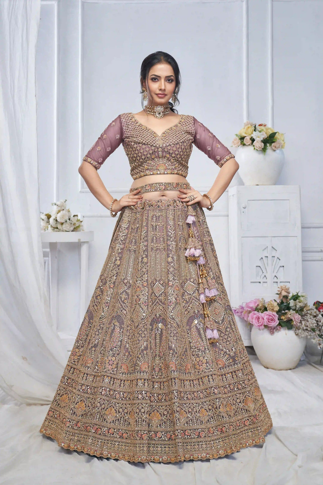 Designer Soft Net Lehenga Choli | Embroidery and Stone Work for Weddings