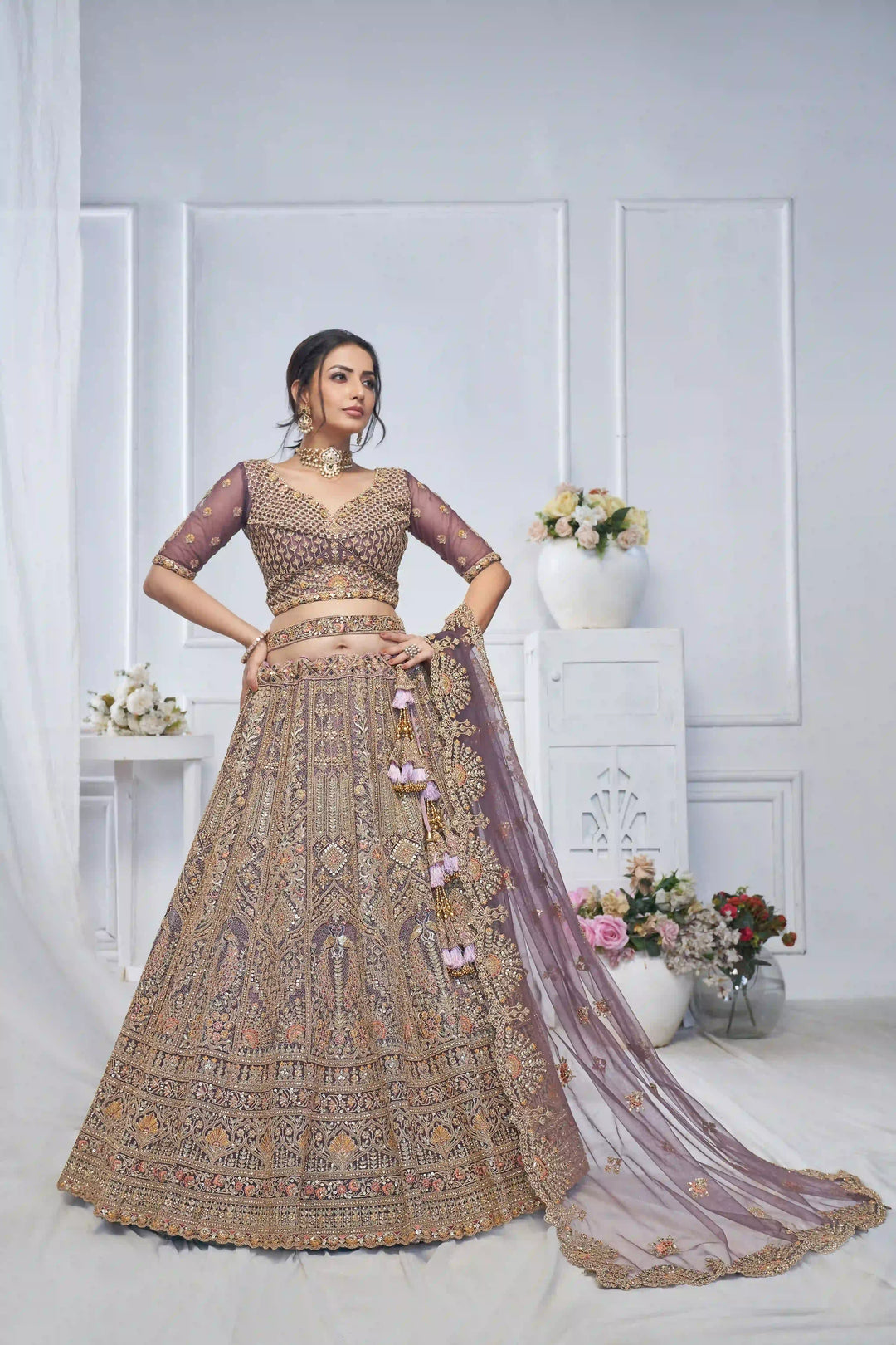 Designer Soft Net Lehenga Choli | Embroidery and Stone Work for Weddings