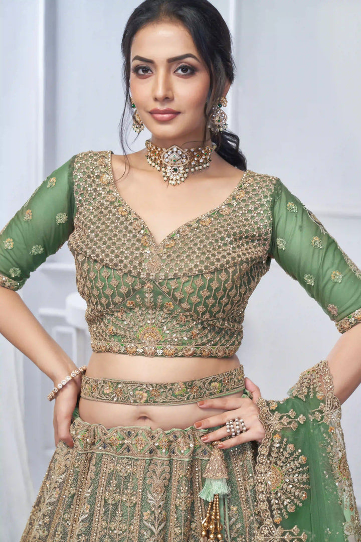 Designer Soft Net Lehenga Choli | Embroidery and Stone Work for Weddings