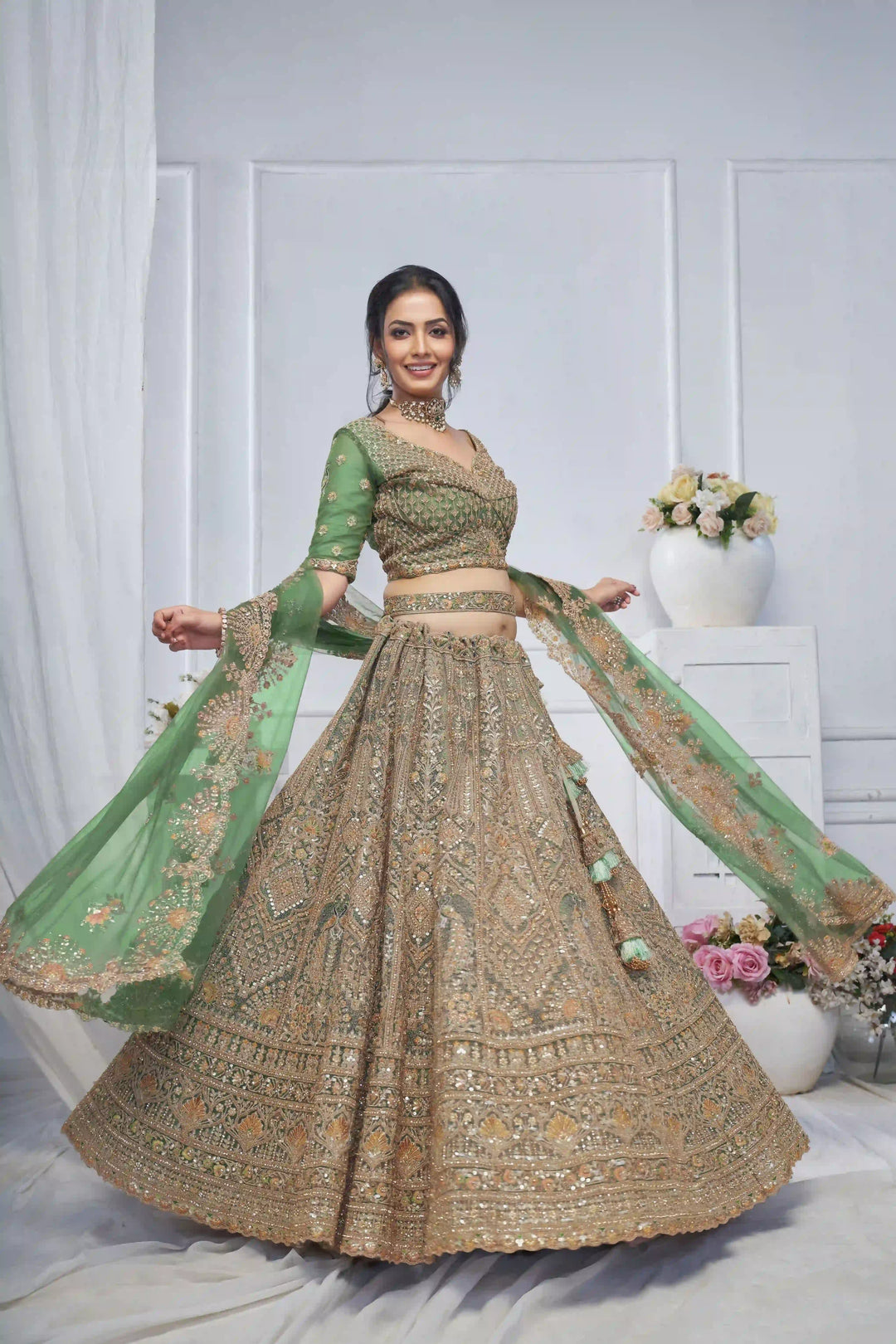 Designer Soft Net Lehenga Choli | Embroidery and Stone Work for Weddings