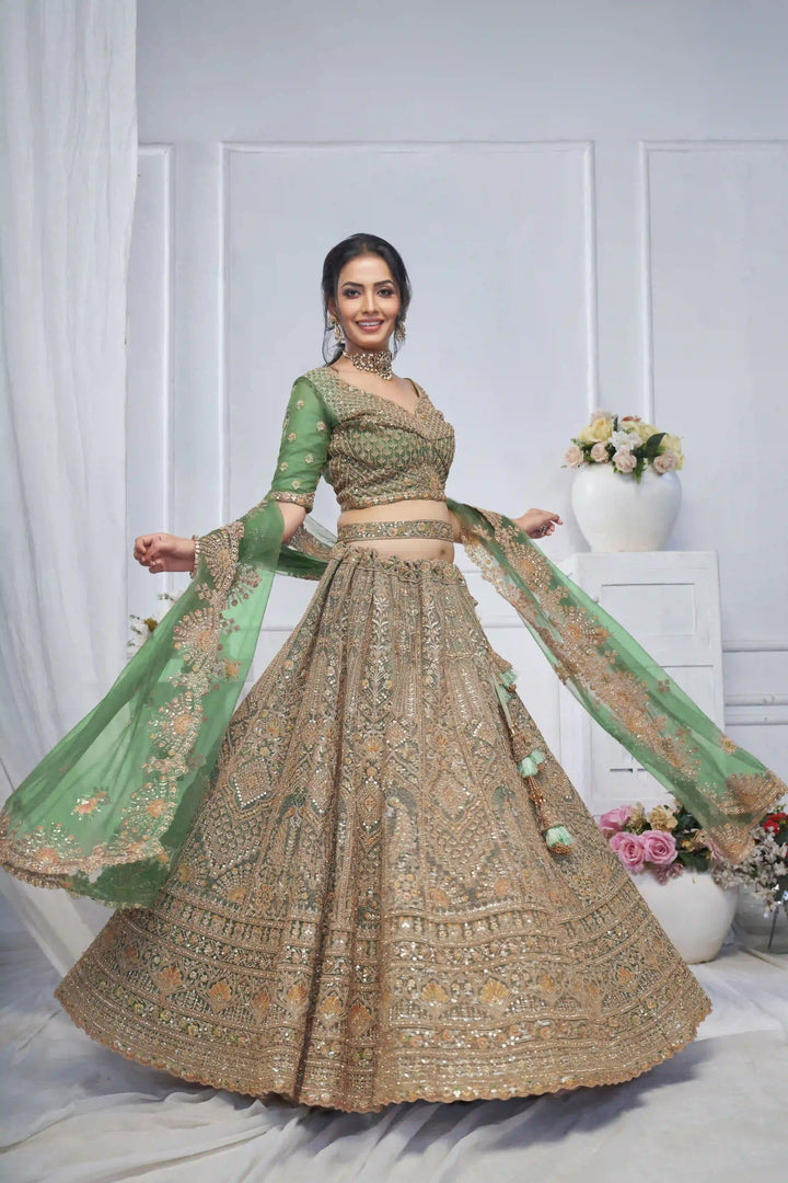 Designer Soft Net Lehenga Choli | Embroidery and Stone Work for Weddings