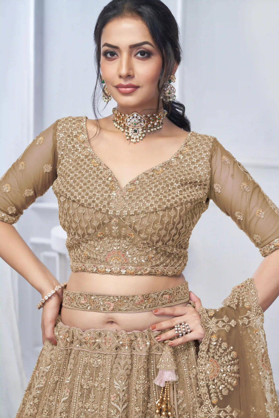Designer Soft Net Lehenga Choli | Embroidery and Stone Work for Weddings