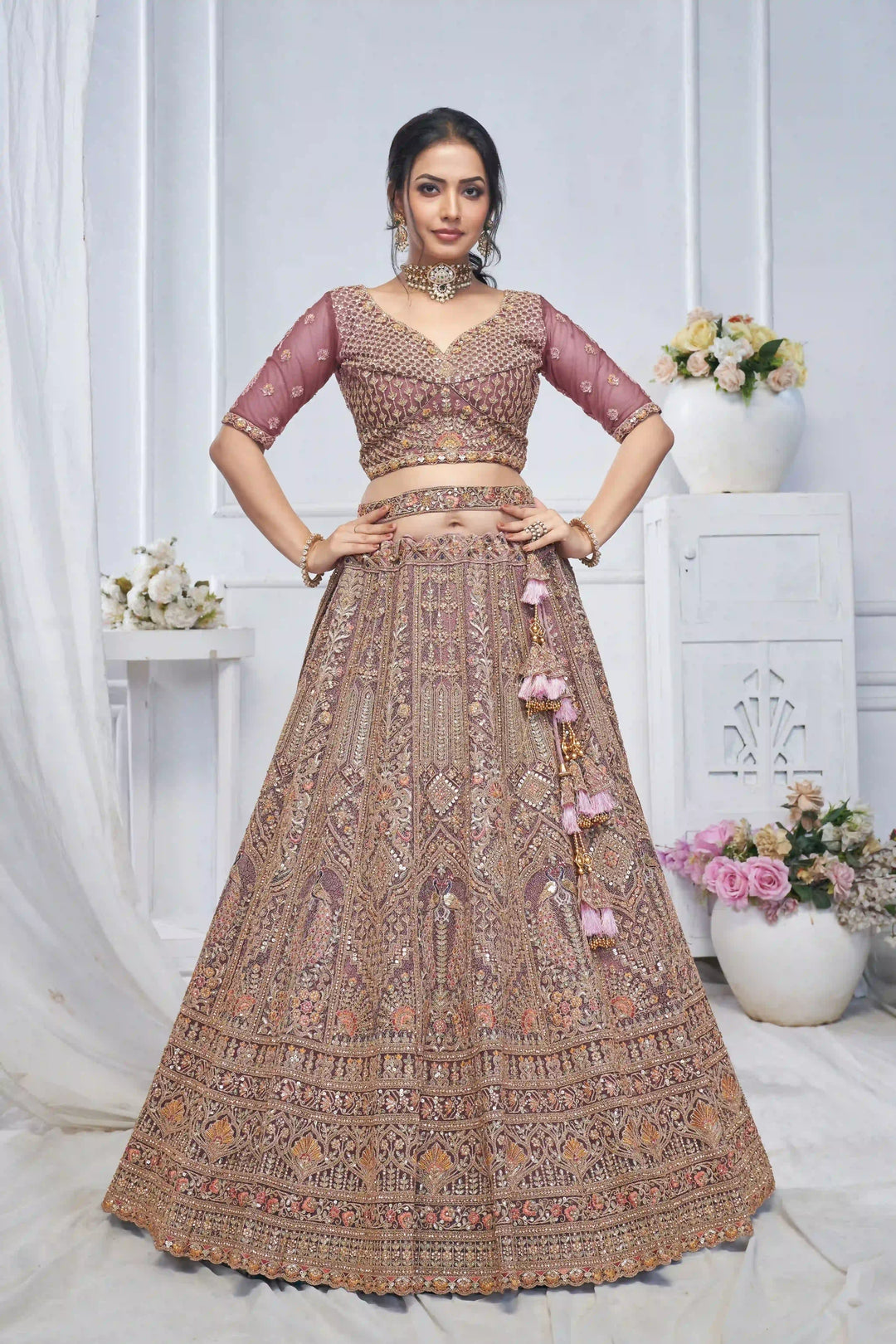 Designer Soft Net Lehenga Choli | Embroidery and Stone Work for Weddings