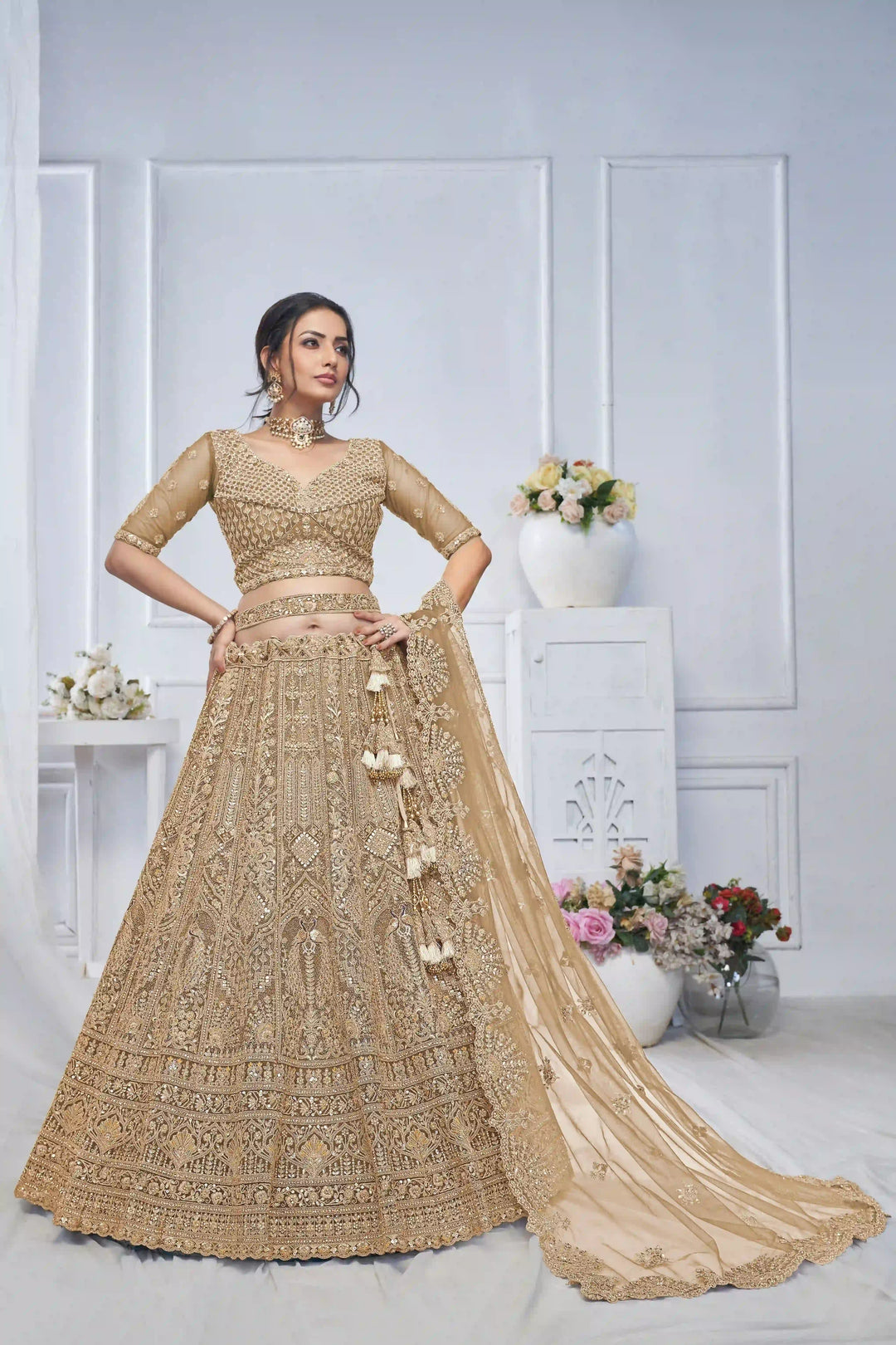 Designer Soft Net Lehenga Choli | Embroidery and Stone Work for Weddings