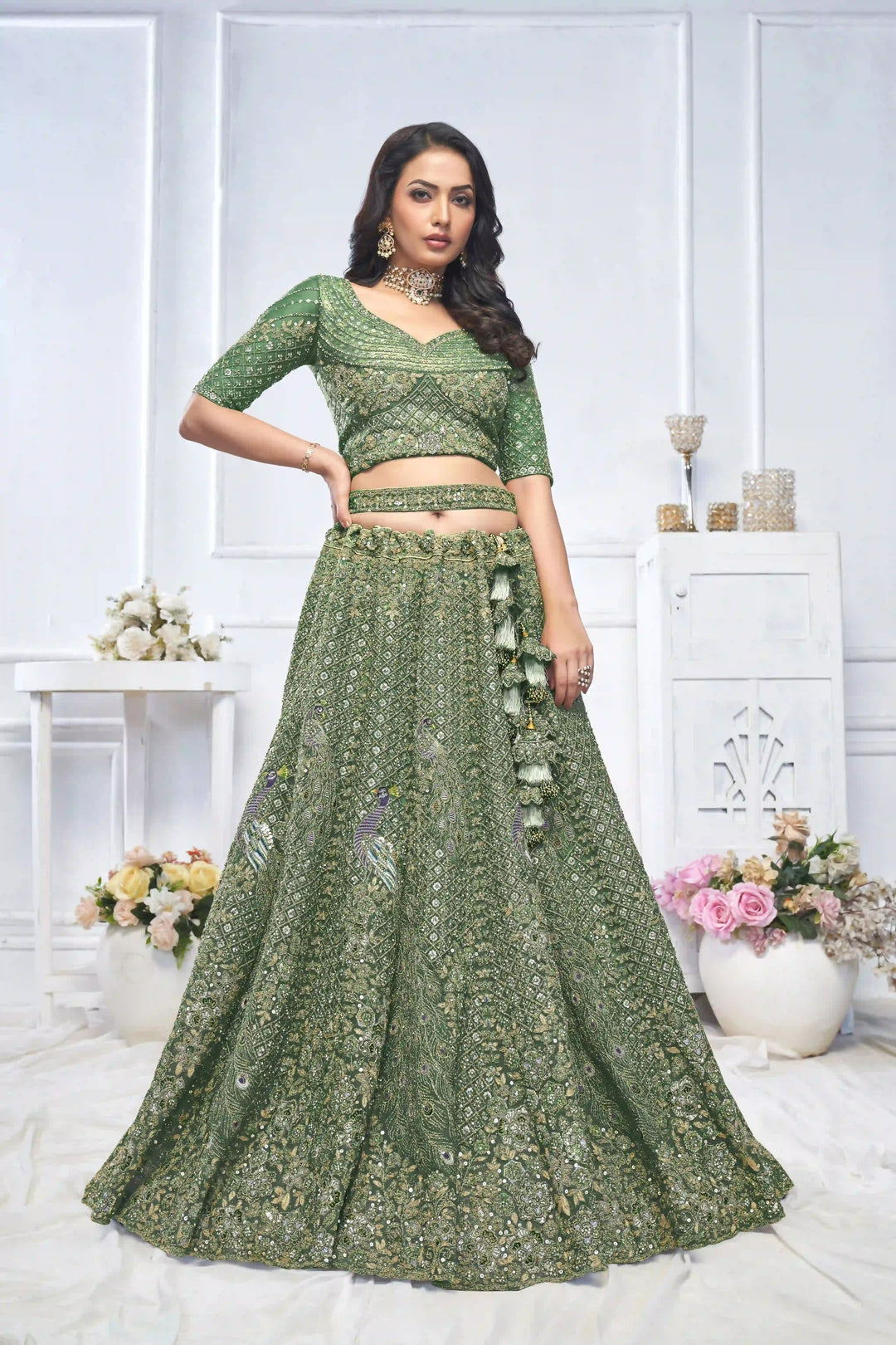 Soft Net Lehenga Choli with Dupatta | Designer Thread & Stone Work for Weddings