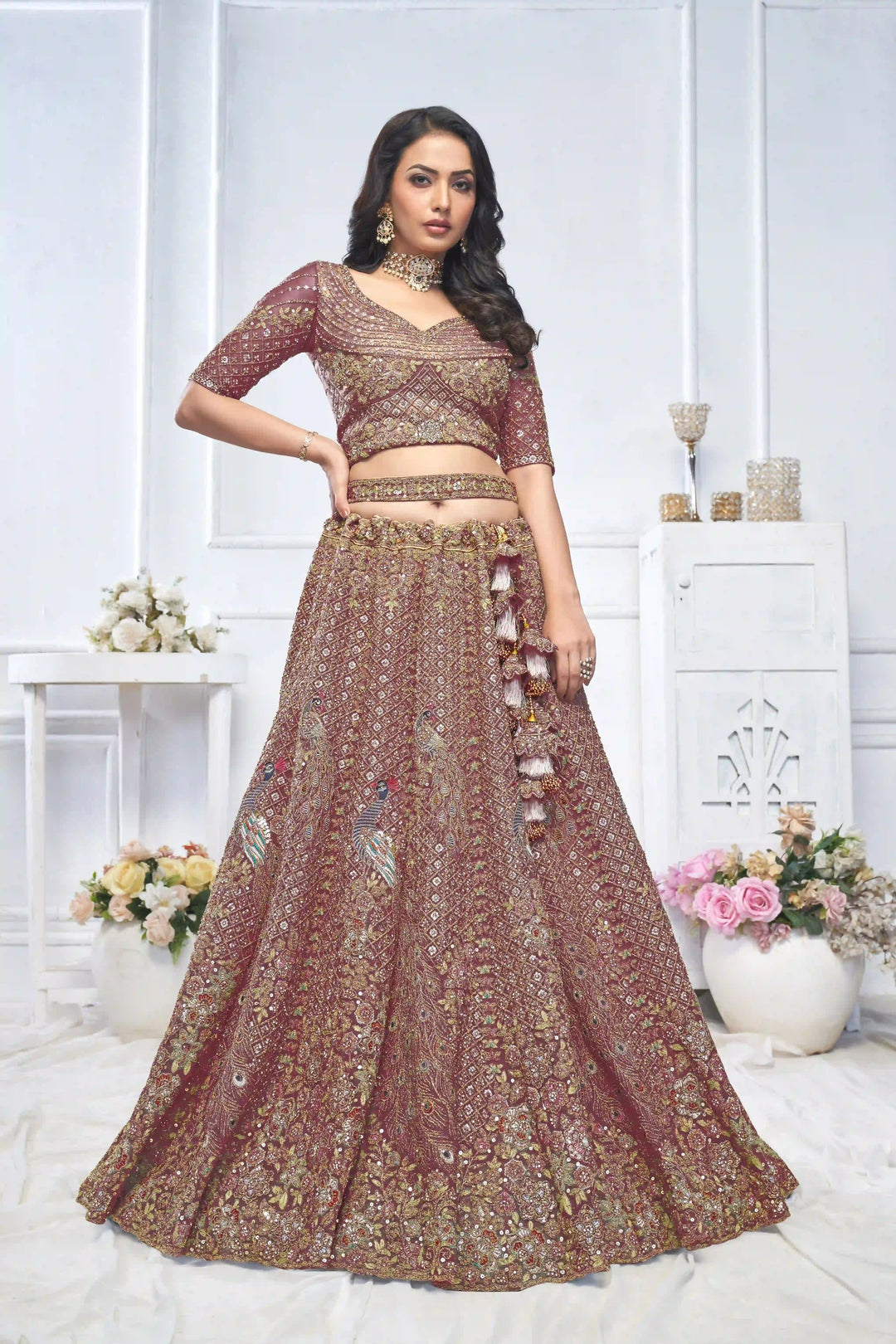 Soft Net Lehenga Choli with Dupatta | Designer Thread & Stone Work for Weddings