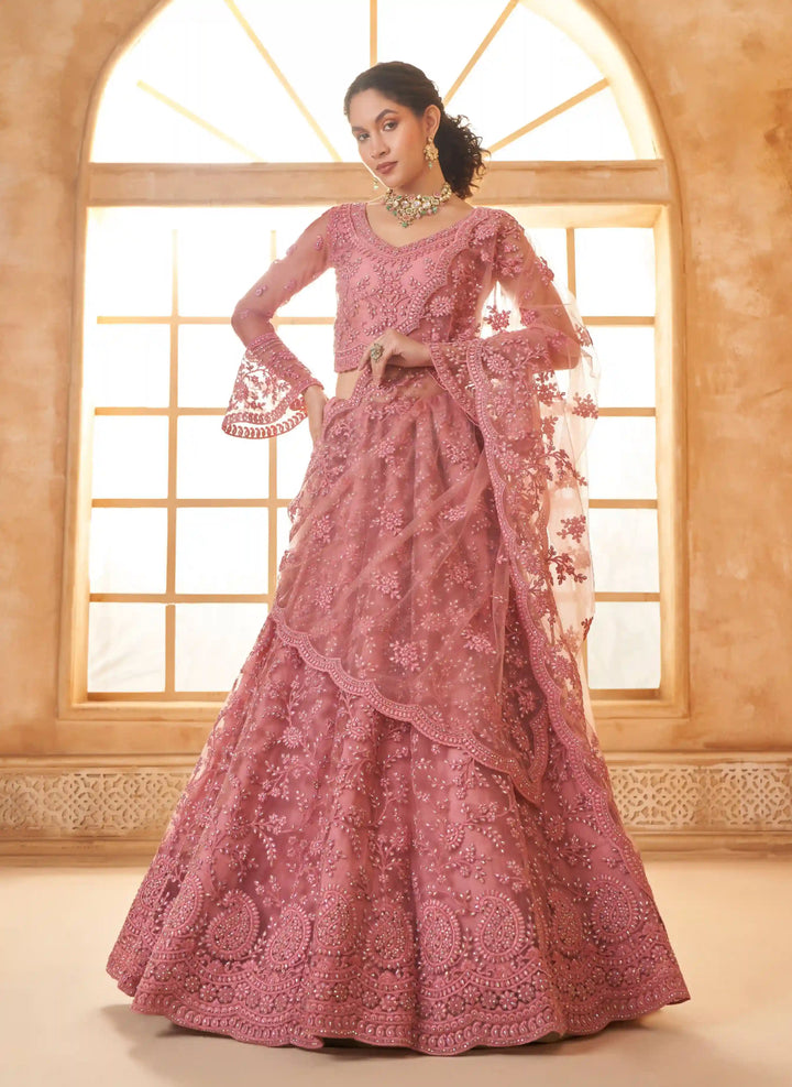 Designer Soft Net Lehenga Choli with Diamond Work | Embroidery Traditional Wear