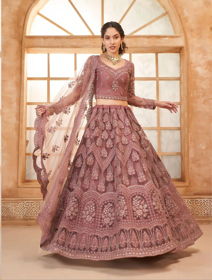 Soft Net Lehenga Choli | Designer Embroidery & Diamond Work Wedding Outfit
