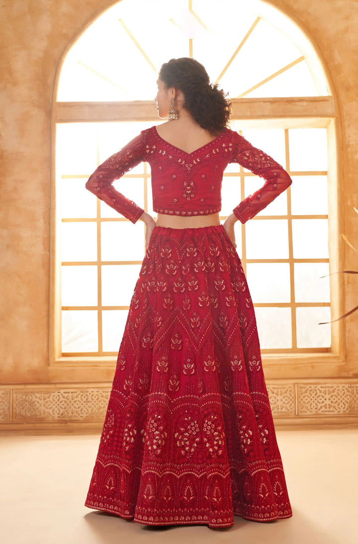 Soft Net Lehenga Choli | Designer Embroidery & Diamond Work Wedding Outfit