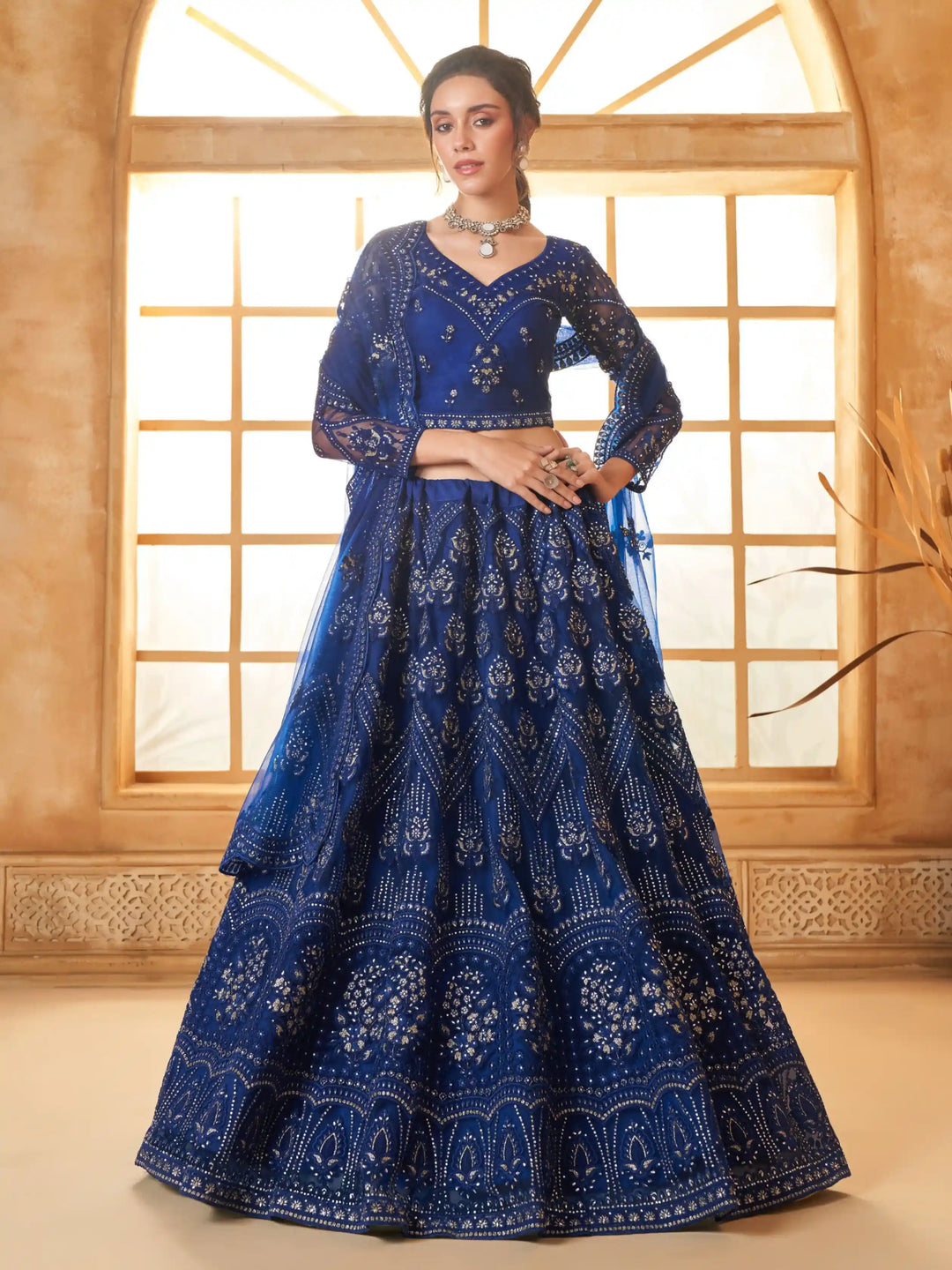 Soft Net Lehenga Choli | Designer Embroidery & Diamond Work Wedding Outfit