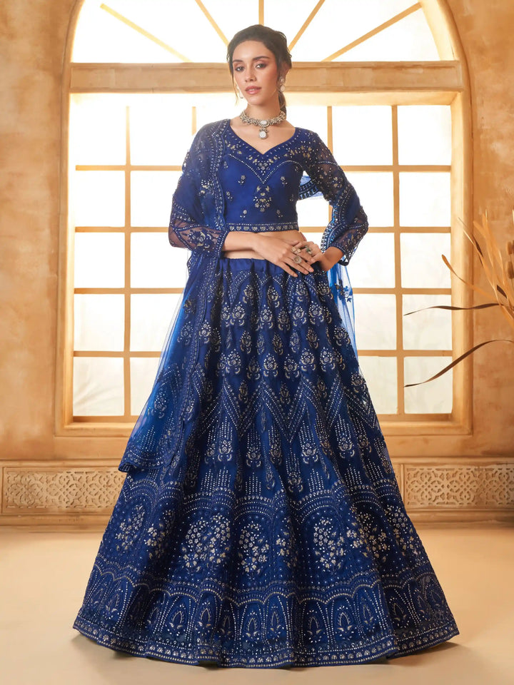 Soft Net Lehenga Choli | Designer Embroidery & Diamond Work Wedding Outfit