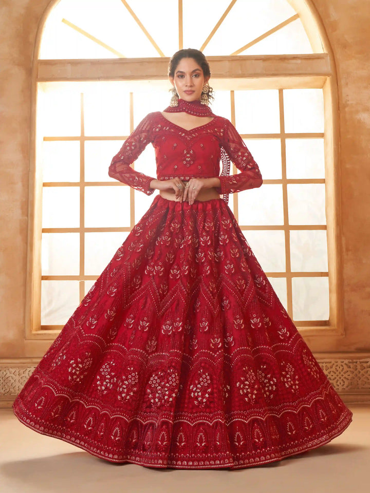 Soft Net Lehenga Choli | Designer Embroidery & Diamond Work Wedding Outfit