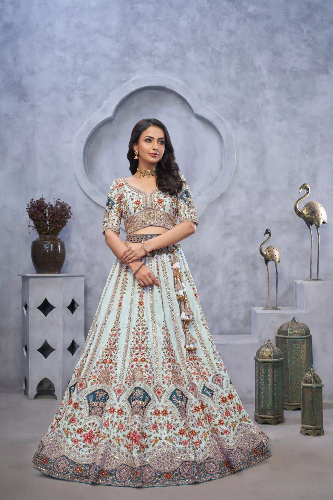 Designer Organza Lehenga Choli with Dupatta | Fancy Embroidered Wedding Wear