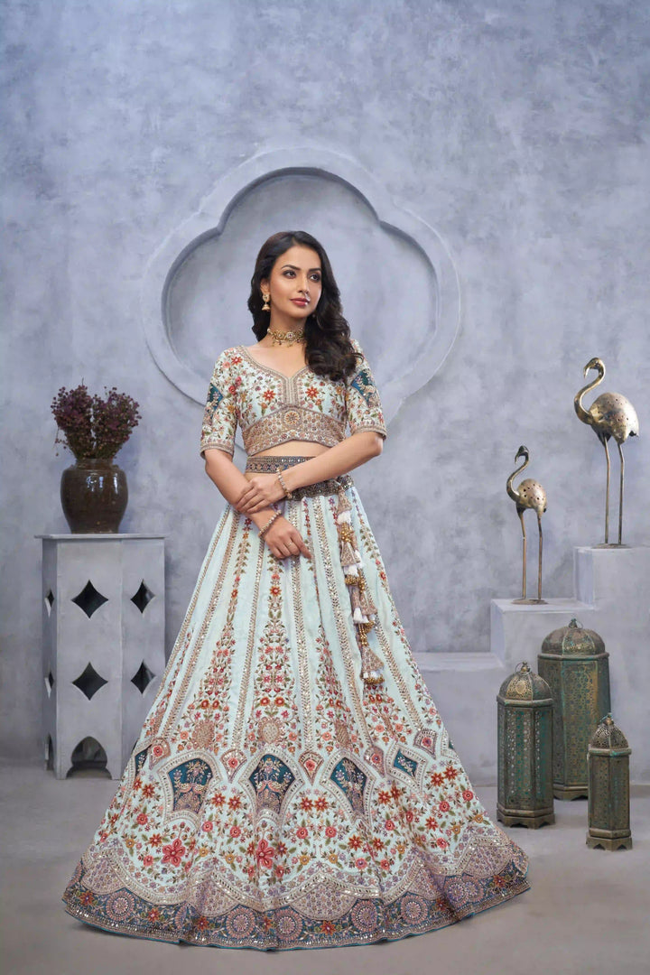 Designer Organza Lehenga Choli with Dupatta | Fancy Embroidered Wedding Wear