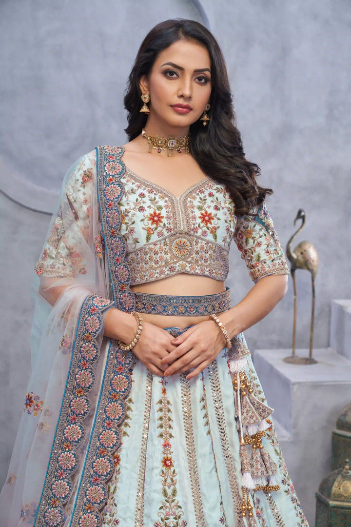 Designer Organza Lehenga Choli with Dupatta | Fancy Embroidered Wedding Wear