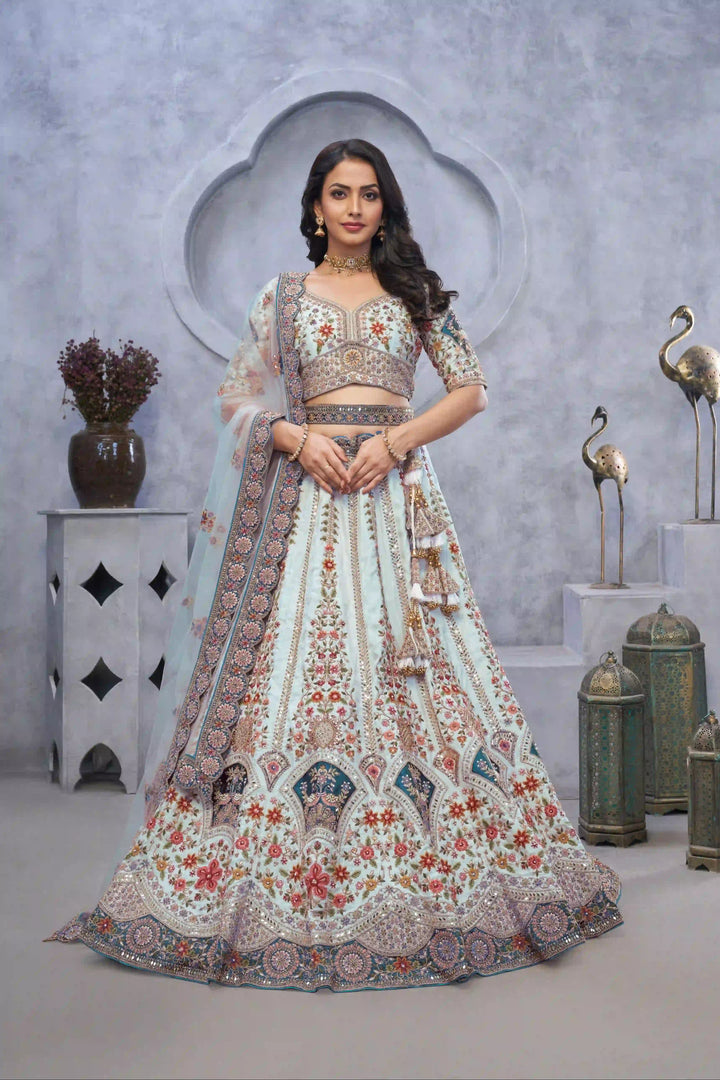 Designer Organza Lehenga Choli with Dupatta | Fancy Embroidered Wedding Wear
