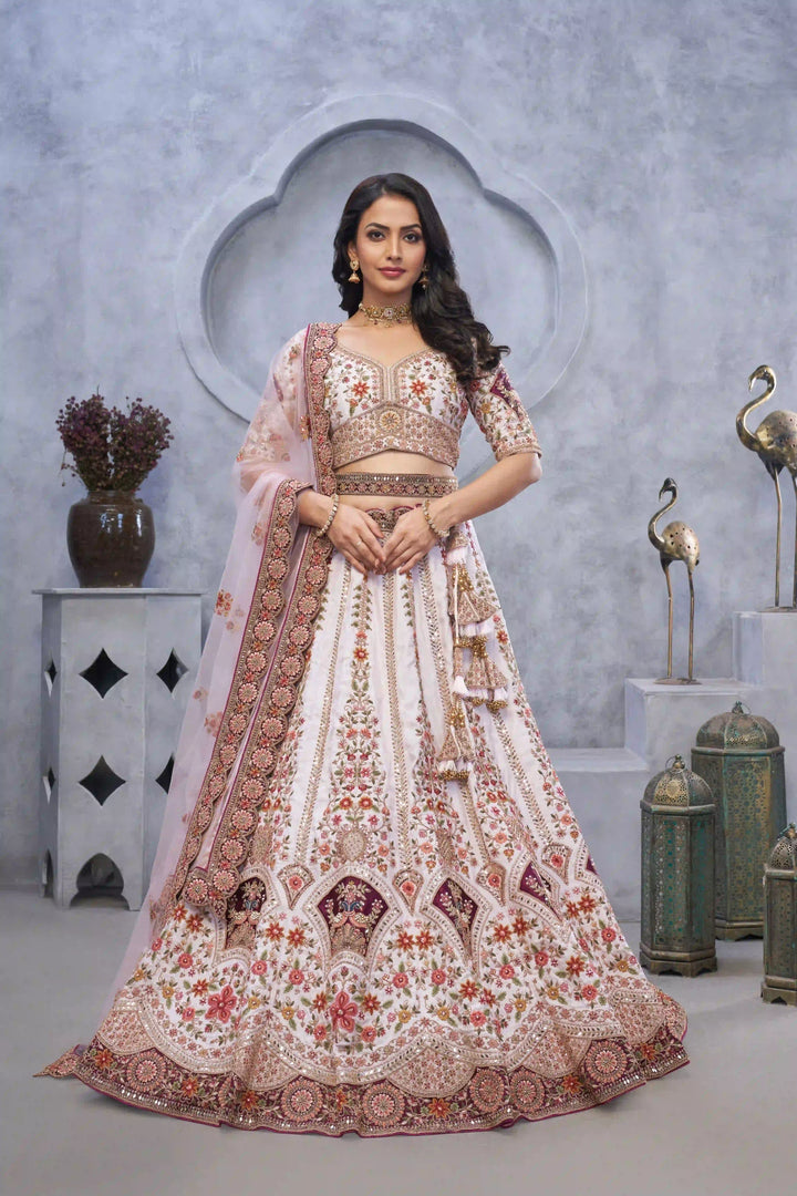 Designer Organza Lehenga Choli with Dupatta | Fancy Embroidered Wedding Wear