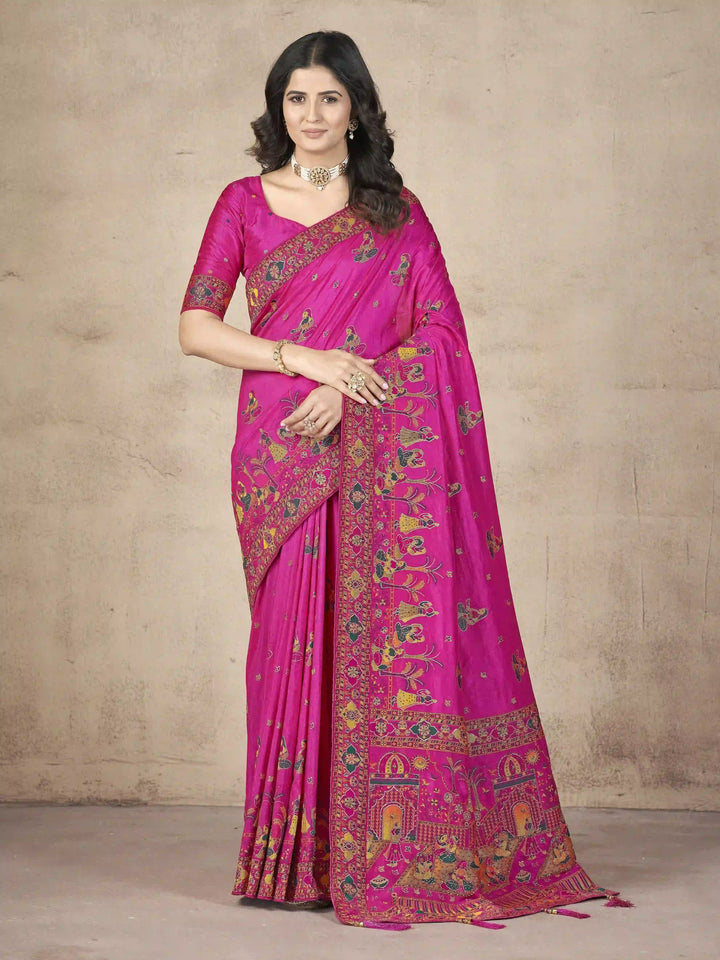 Elegant Pashmina-Silk Saree | Designer Hand-Work for Special Events