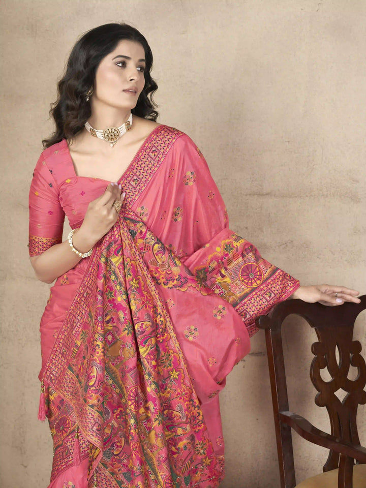 Elegant Pashmina-Silk Saree | Designer Hand-Work for Special Events