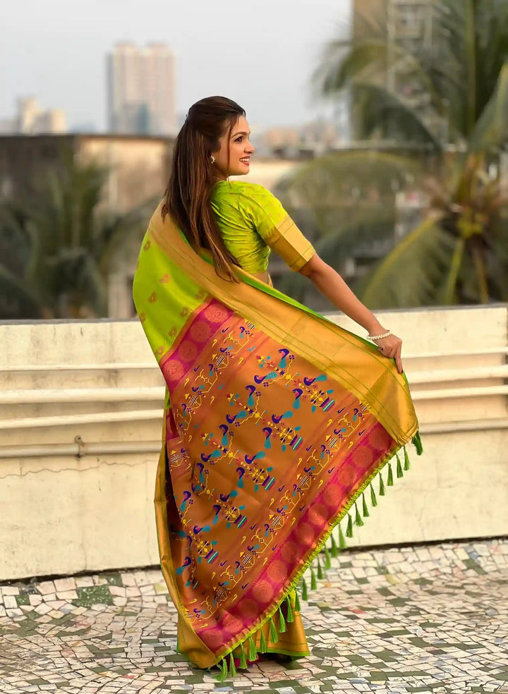 Soft Silk Saree | Woven Nath Meenakari Designer for Weddings & Festivals