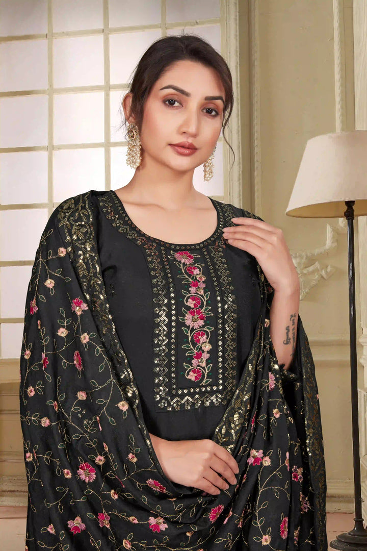Stylish Green Georgette Top Featuring Santoon Bottom | Accentuated by a Georgette Dupatta