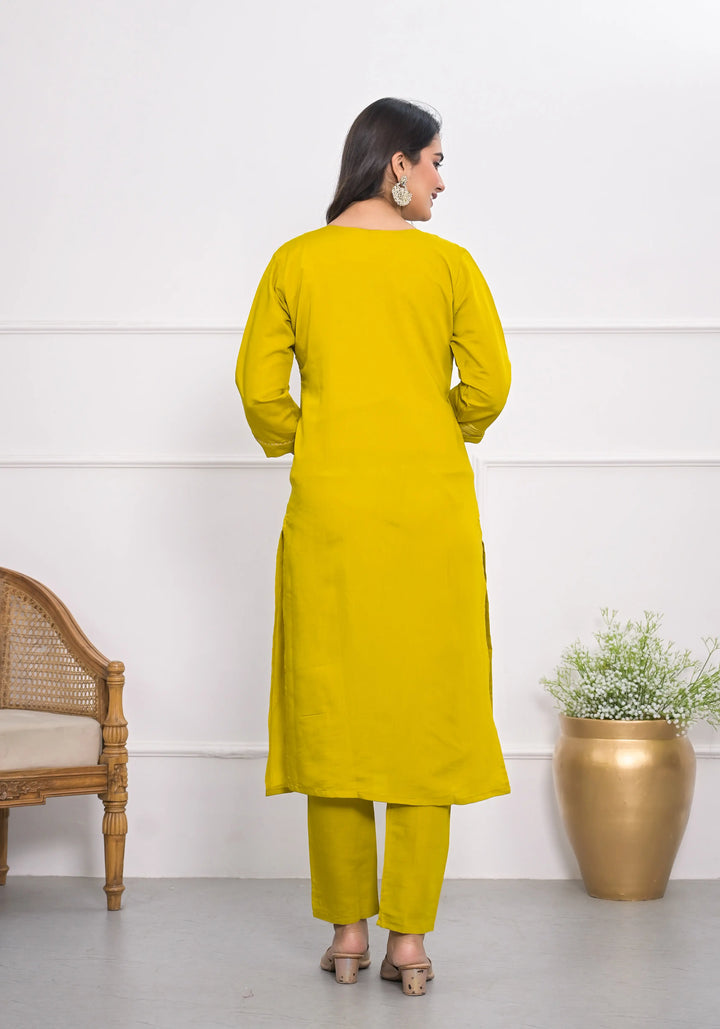 Graceful Yellow Viscoce Silk Top with Viscoce Silk Bottom | Accentuated by a Jacquard Dupatta