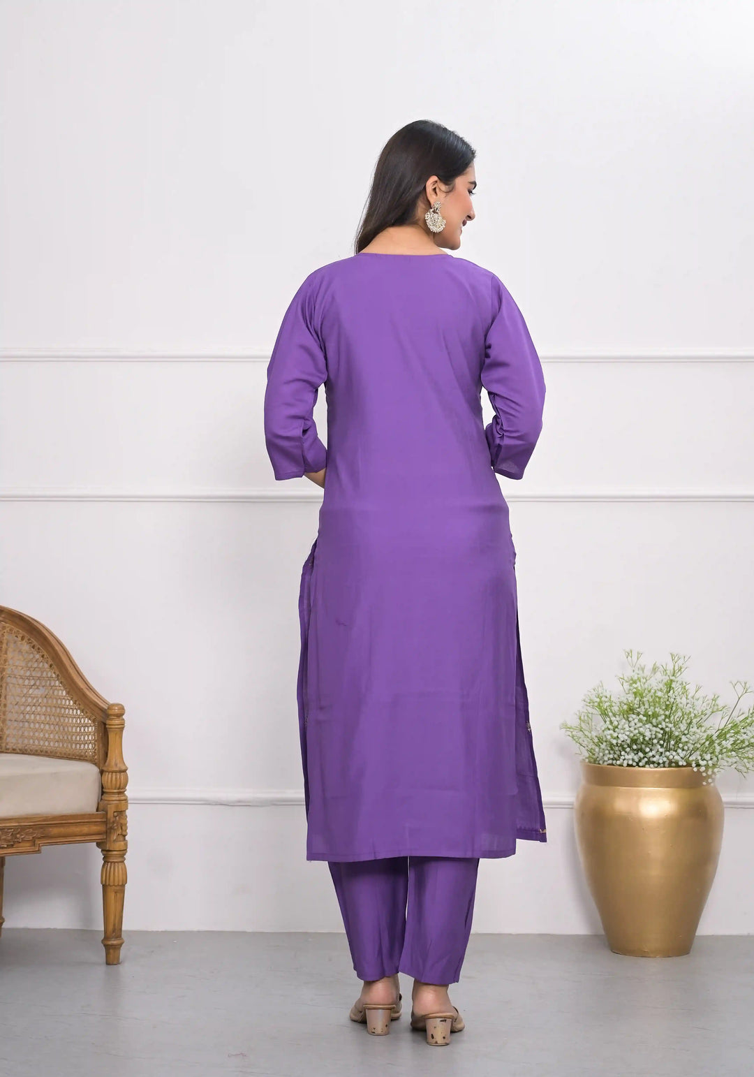 Stylish Lavender Viscoce Silk Top Featuring Viscoce Silk Bottom | Completed with a Gorgeous
