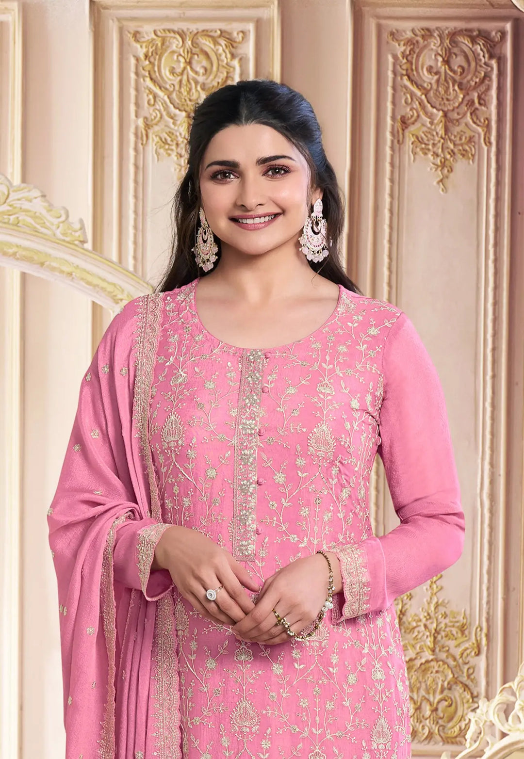 Chic Georgette and Santoon Combination | Highlighting a Stunning Georgette Dupatta