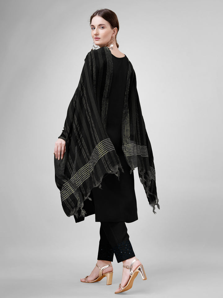 Stylish Black Cotton Blend Top Featuring Cotton Blend Bottom | Highlighting a Stunning Silk Blend